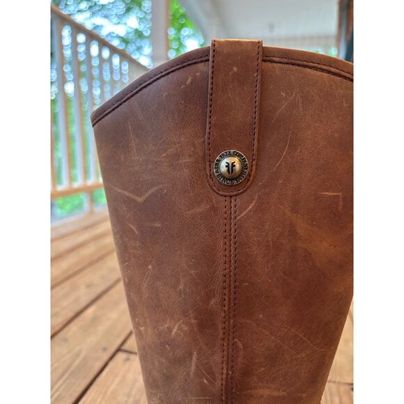 Frye Melissa Button Inside Zip Leather Boot - Cognac Size 6 1/2 - Picture 5 of 9